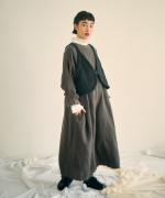 ガーゼ裏毛×リネンレーヨン　フリルカラープルオーバー