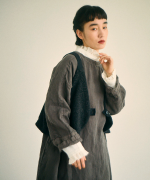 ガーゼ裏毛×リネンレーヨン　フリルカラープルオーバー