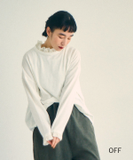 ガーゼ裏毛×リネンレーヨン　フリルカラープルオーバー