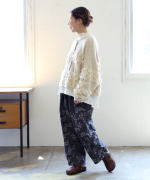 ガーゼ裏毛×リネンレーヨン　フリルカラープルオーバー