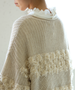 ガーゼ裏毛×リネンレーヨン　フリルカラープルオーバー