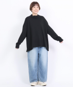 ガーゼ裏毛×リネンレーヨン　フリルカラープルオーバー