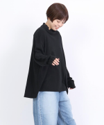 ガーゼ裏毛×リネンレーヨン　フリルカラープルオーバー