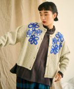 ガーゼ裏毛×リネンレーヨン　フリルカラープルオーバー