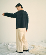 スカラップボーダージャガード　ボートネックワイドプルオーバー