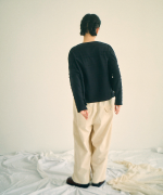 スカラップボーダージャガード　ボートネックワイドプルオーバー