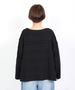 スカラップボーダージャガード　ボートネックワイドプルオーバー