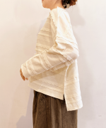 スカラップボーダージャガード　ボートネックワイドプルオーバー