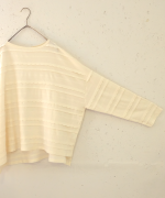 スカラップボーダージャガード　ボートネックワイドプルオーバー