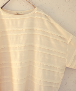 スカラップボーダージャガード　ボートネックワイドプルオーバー