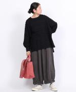 スカラップボーダージャガード　ラグランロングプルオーバー