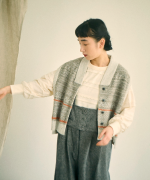 スカラップボーダージャガード　ラグランロングプルオーバー