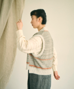 スカラップボーダージャガード　ラグランロングプルオーバー