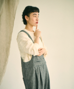 スカラップボーダージャガード　ラグランロングプルオーバー