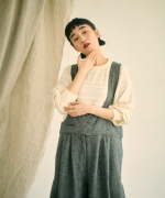 スカラップボーダージャガード　ラグランロングプルオーバー