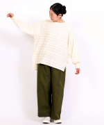 スカラップボーダージャガード　ラグランロングプルオーバー