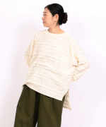 スカラップボーダージャガード　ラグランロングプルオーバー