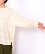 スカラップボーダージャガード　ラグランロングプルオーバー