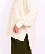 スカラップボーダージャガード　ラグランロングプルオーバー