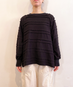 スカラップボーダージャガード　ラグランロングプルオーバー