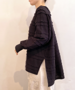 スカラップボーダージャガード　ラグランロングプルオーバー