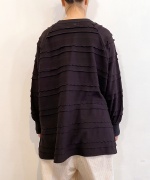 スカラップボーダージャガード　ラグランロングプルオーバー