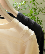 スカラップボーダージャガード　ラグランロングプルオーバー