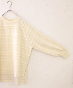 スカラップボーダージャガード　ラグランロングプルオーバー