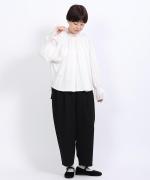 コンパクト天竺×ソフトチュール　フリルギャザープルオーバー