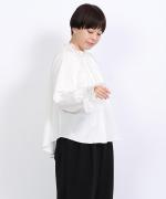 コンパクト天竺×ソフトチュール　フリルギャザープルオーバー