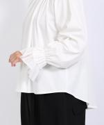 コンパクト天竺×ソフトチュール　フリルギャザープルオーバー