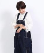 コンパクト天竺×ソフトチュール　フリルギャザープルオーバー