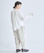 コンパクト天竺×ソフトチュール　フリルギャザープルオーバー