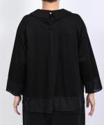 コンパクト天竺×ソフトチュール　衿付きプルオーバー