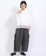 コンパクト天竺×ソフトチュール　衿付きプルオーバー