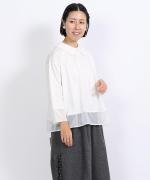 コンパクト天竺×ソフトチュール　衿付きプルオーバー