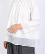 コンパクト天竺×ソフトチュール　衿付きプルオーバー