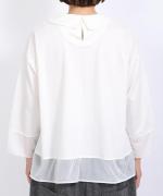 コンパクト天竺×ソフトチュール　衿付きプルオーバー