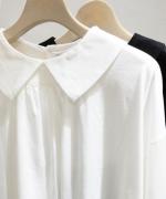 コンパクト天竺×ソフトチュール　衿付きプルオーバー