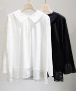 コンパクト天竺×ソフトチュール　衿付きプルオーバー