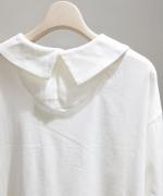 コンパクト天竺×ソフトチュール　衿付きプルオーバー