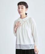 コンパクト天竺×ソフトチュール　衿付きプルオーバー