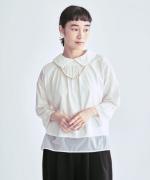 コンパクト天竺×ソフトチュール　衿付きプルオーバー