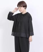 コンパクト天竺×ソフトチュール　衿付きプルオーバー