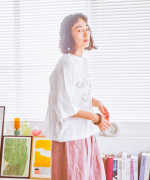 ラフィ天竺　プリントT(go on a trip)