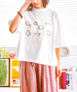 ラフィ天竺　プリントT(go on a trip)