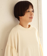 オーガニックコットンムラ天竺　パフスリーブプルオーバー