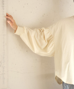 オーガニックコットンムラ天竺　パフスリーブプルオーバー