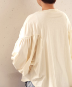 オーガニックコットンムラ天竺　パフスリーブプルオーバー