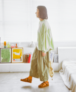 オーガニックコットンムラ天竺　パフスリーブプルオーバー